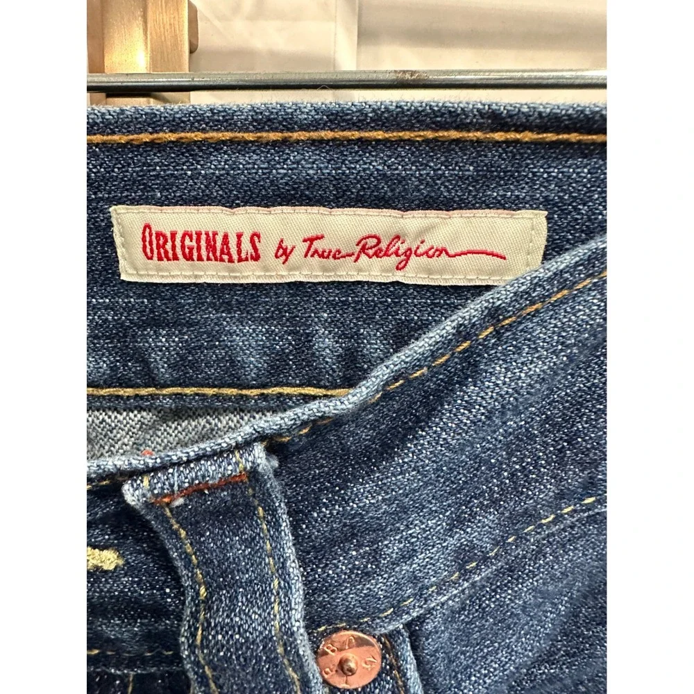 True Religion Ricky Mens Jeans Blue Wash Denim Button Fly Made in USA Size‎ 30